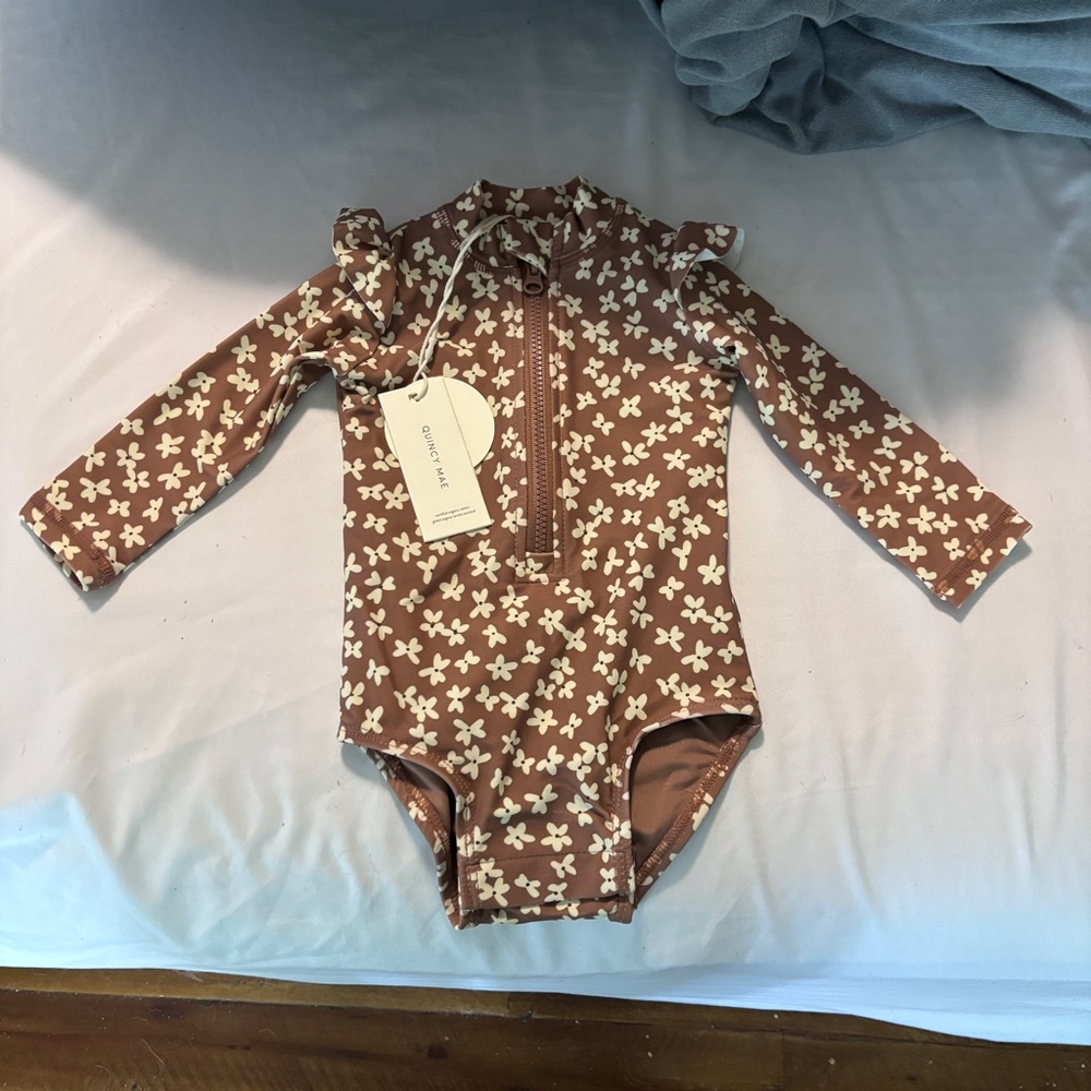 Carter's Brown and White One Piece Swim